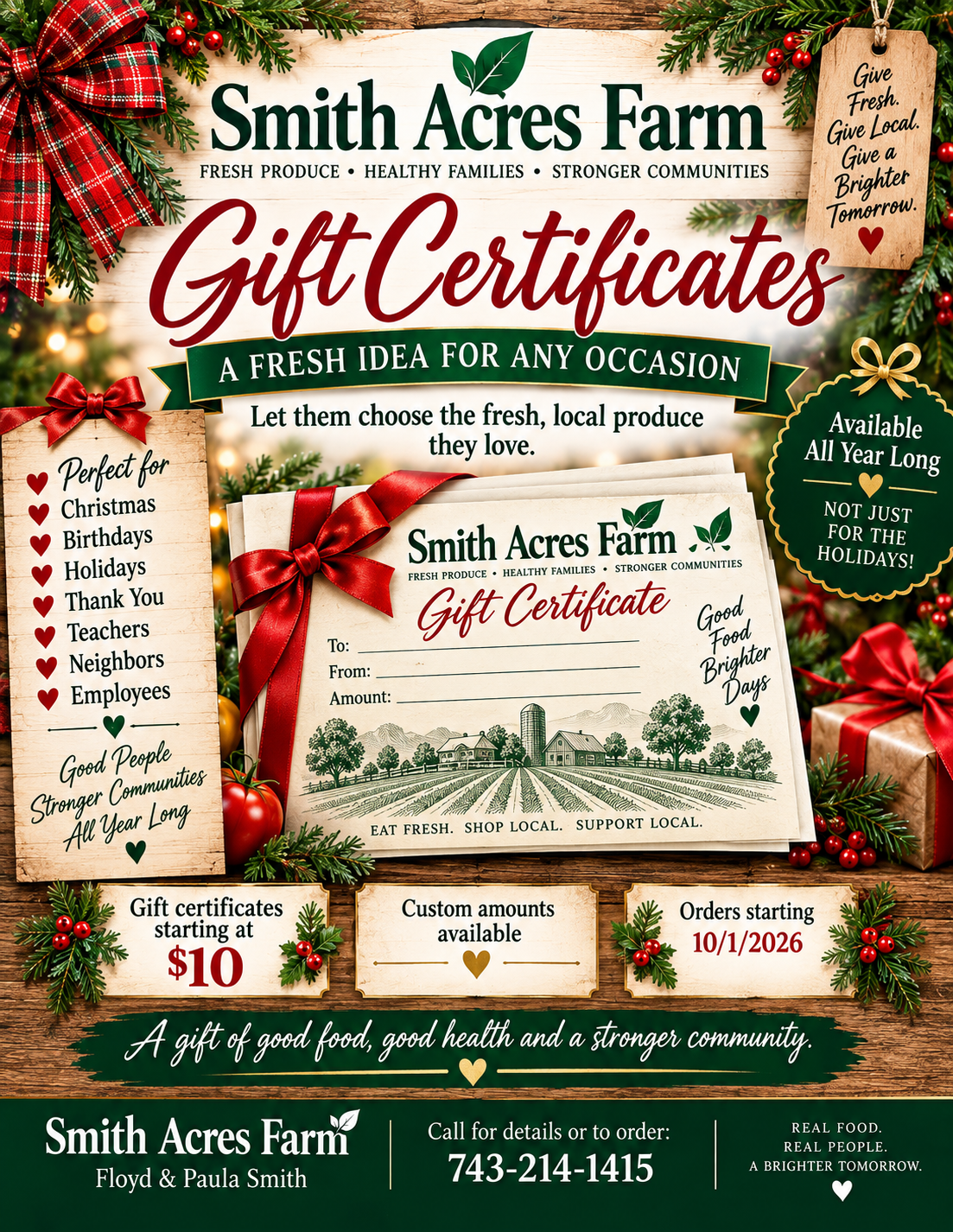 Smith Acres Farm Gift Certificate - A Gift for You